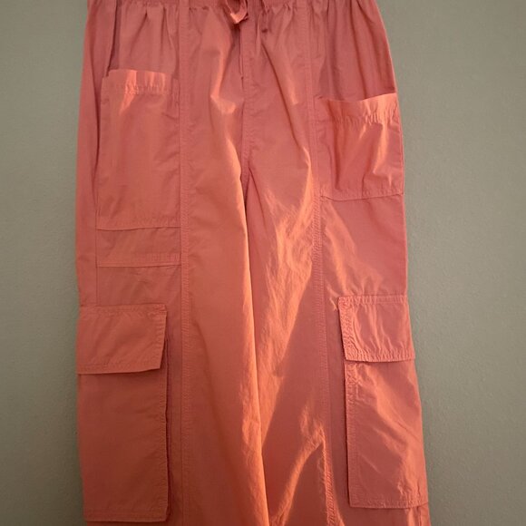 Aerie, High Waisted, Go-For-It, Baggy Cargo Pant, Color is Spicy Coral - Picture 5 of 9